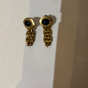 Elegant Gold and Black Dangle Earrings